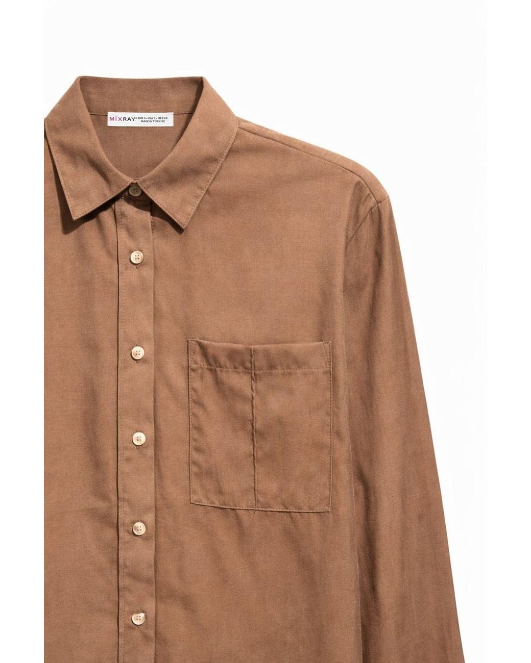 MixRay Brown Relaxed Fit Shirt With Pocket