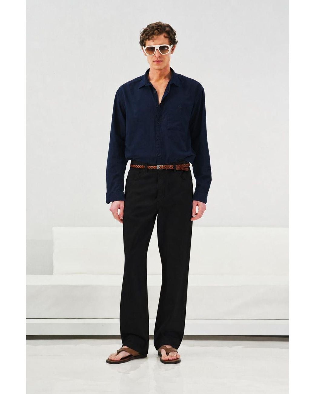 Giesto Blue Mid Waist Straight Leg Jeans for men