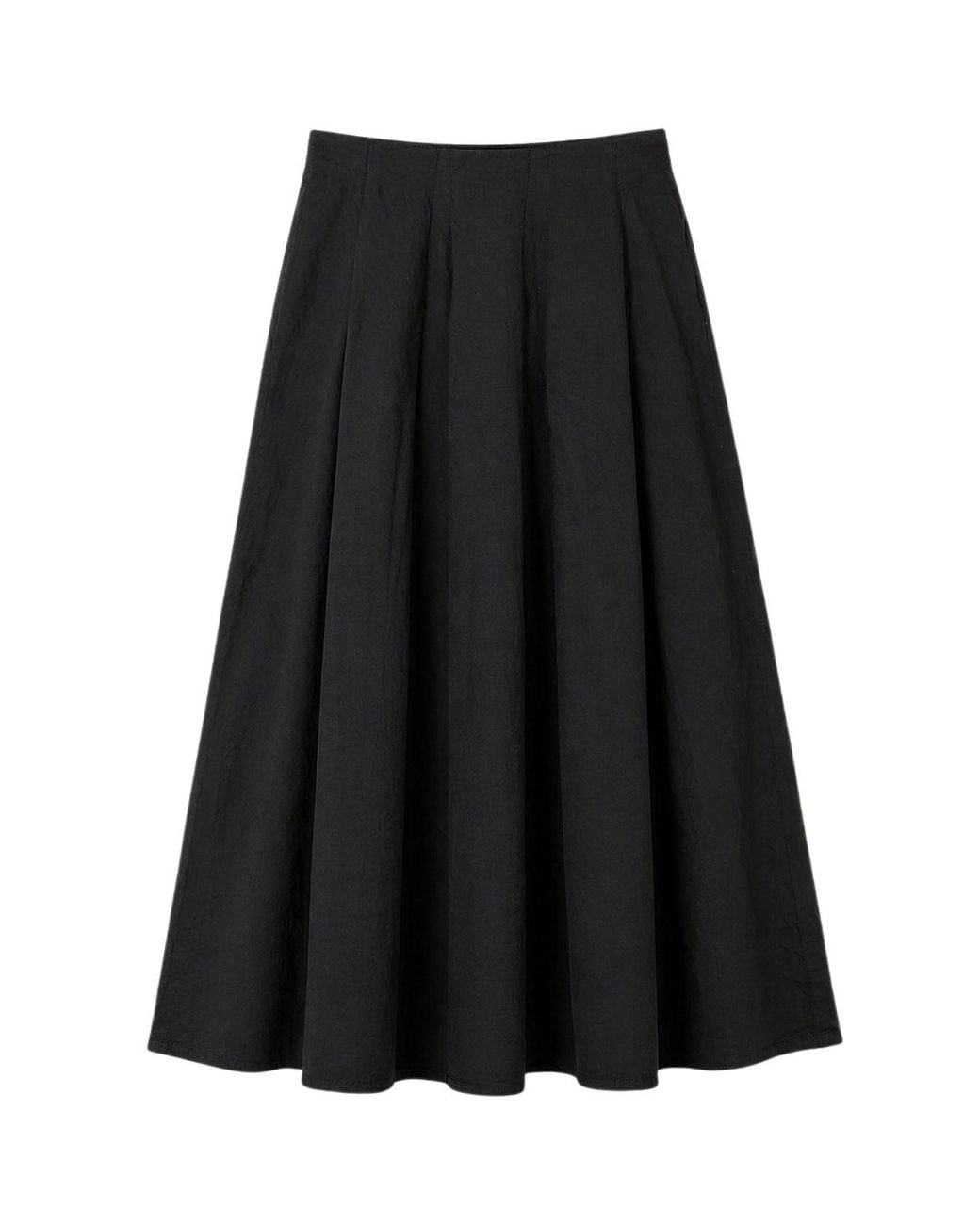 MixRay Black High Waist A-Line Midi Skirt