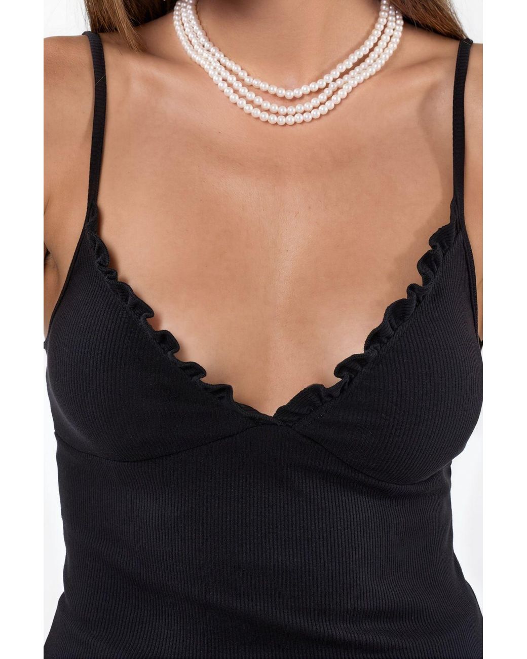 Busem Blue V-Neck Ribbed Fitted Tank Top
