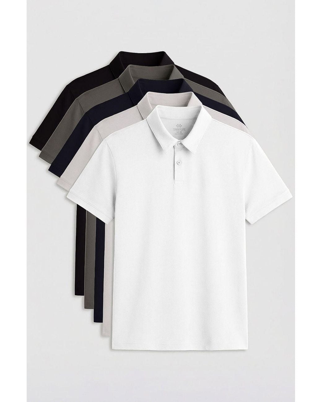 TOMMY LIFE Black Cotton-Elastane Polo T-Shirt for men