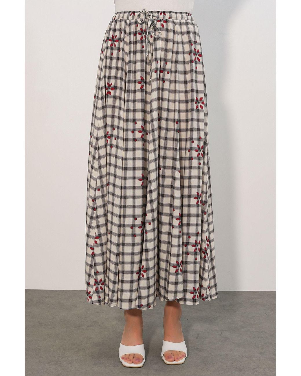 Bigdart Multicolor High-Waist Plaid Maxi Skirt