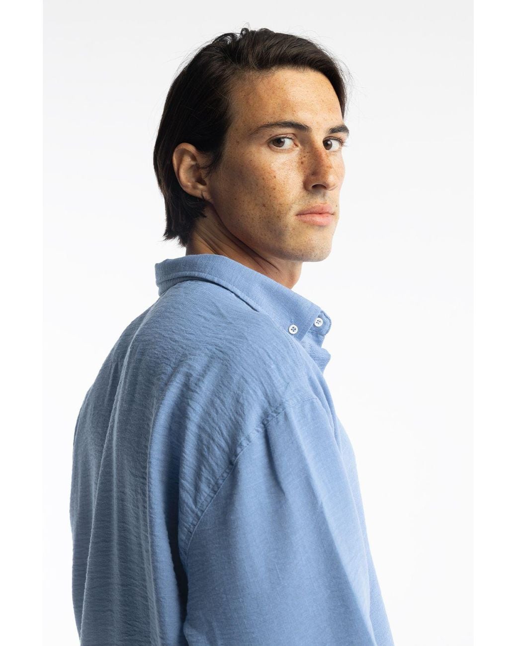 Giesto Übergroßes Button-Down Langarmhemd in Blue für Herren