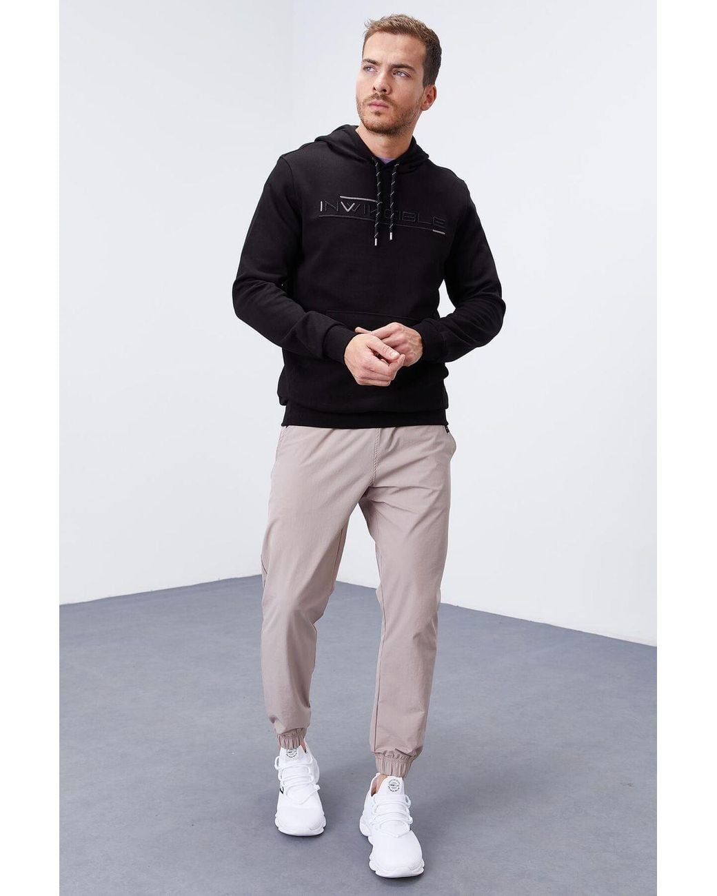 TOMMY LIFE Black Printed Hooded Sweatshirt With Pocket for men