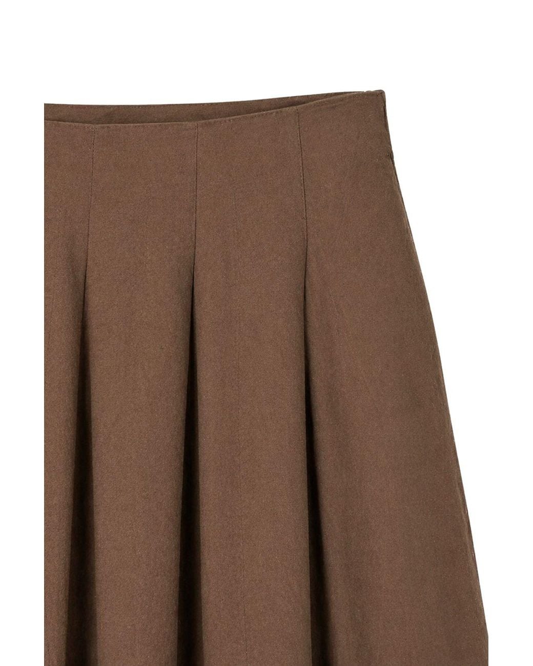 MixRay Brown High Waist A-Line Midi Skirt
