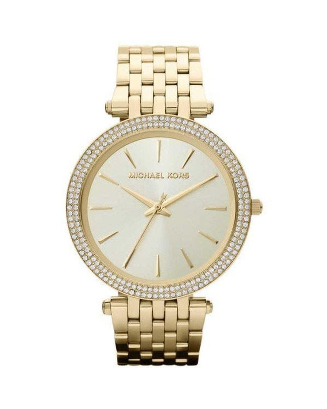 Michael Kors Metallic Mk3191 Darci Glitz Dial Pave Bezel Crystal Watch Stainless Steel