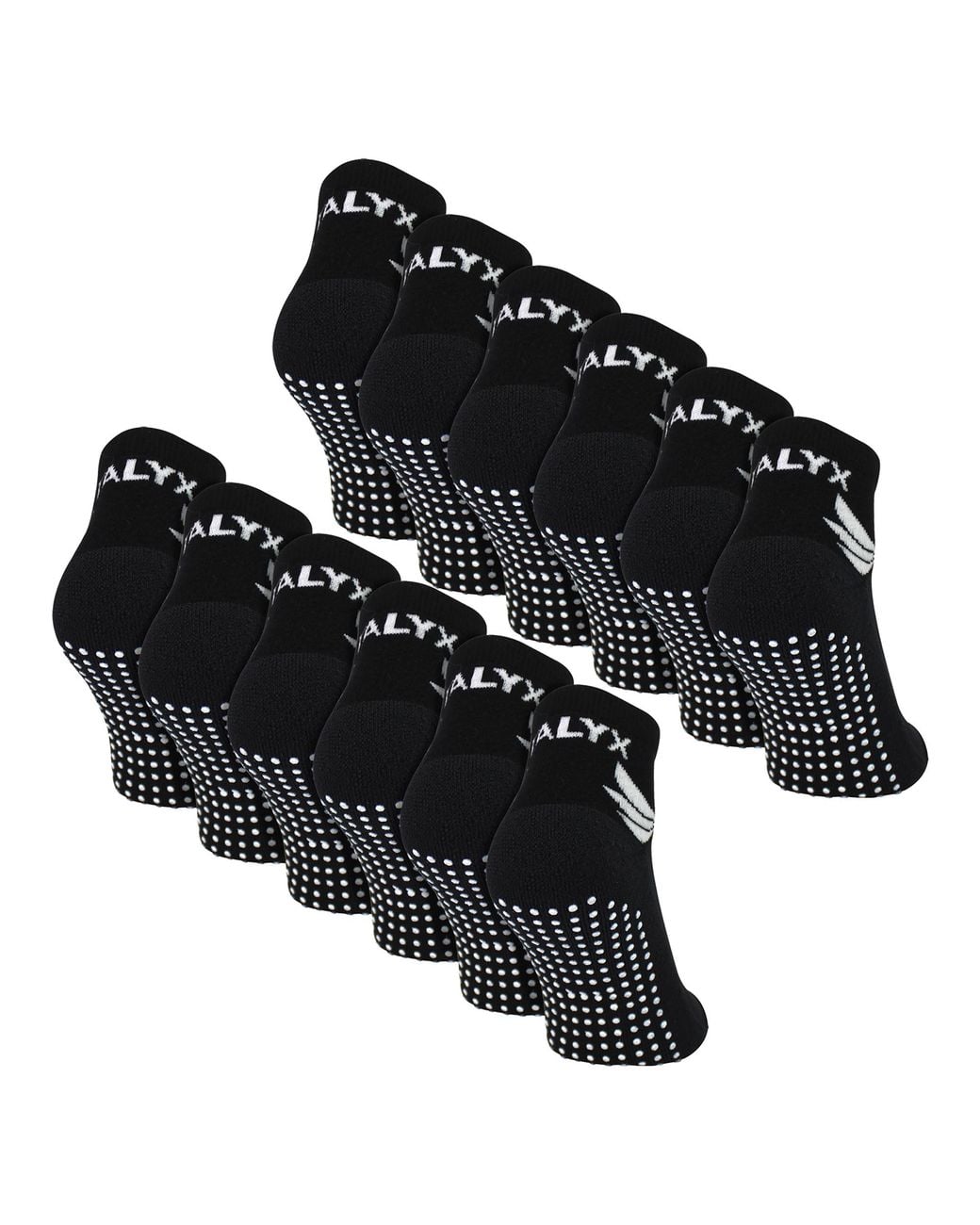Talyx Black 12 Pack Bamboo Ankle Grip Socks for men