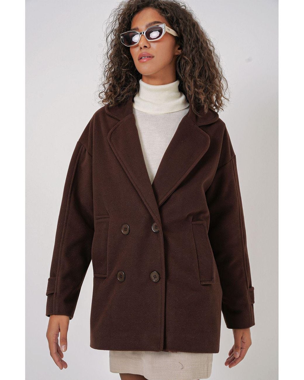 Bigdart Brown Relaxed Fit Shawl Collar Buttoned Coat