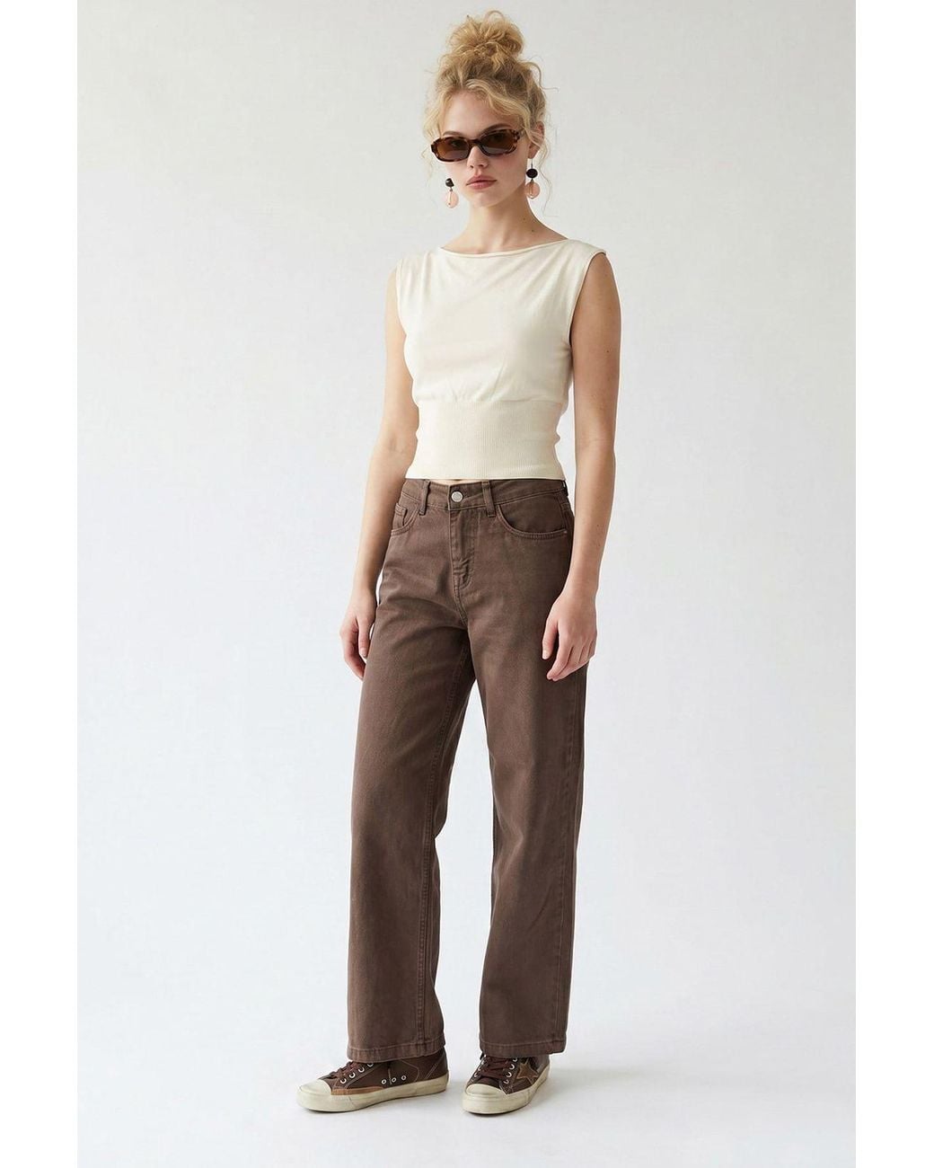 MixRay Natural High-Waist Wide-Leg Cotton Jeans