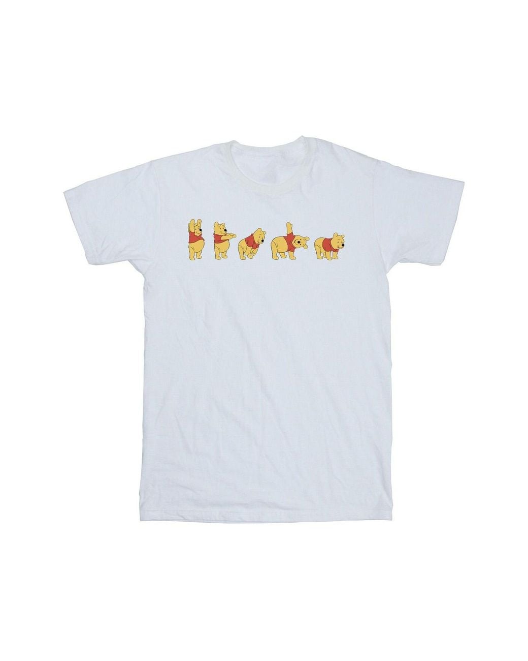 Disney White Winnie The Pooh Stretching T-Shirt Cotton for men