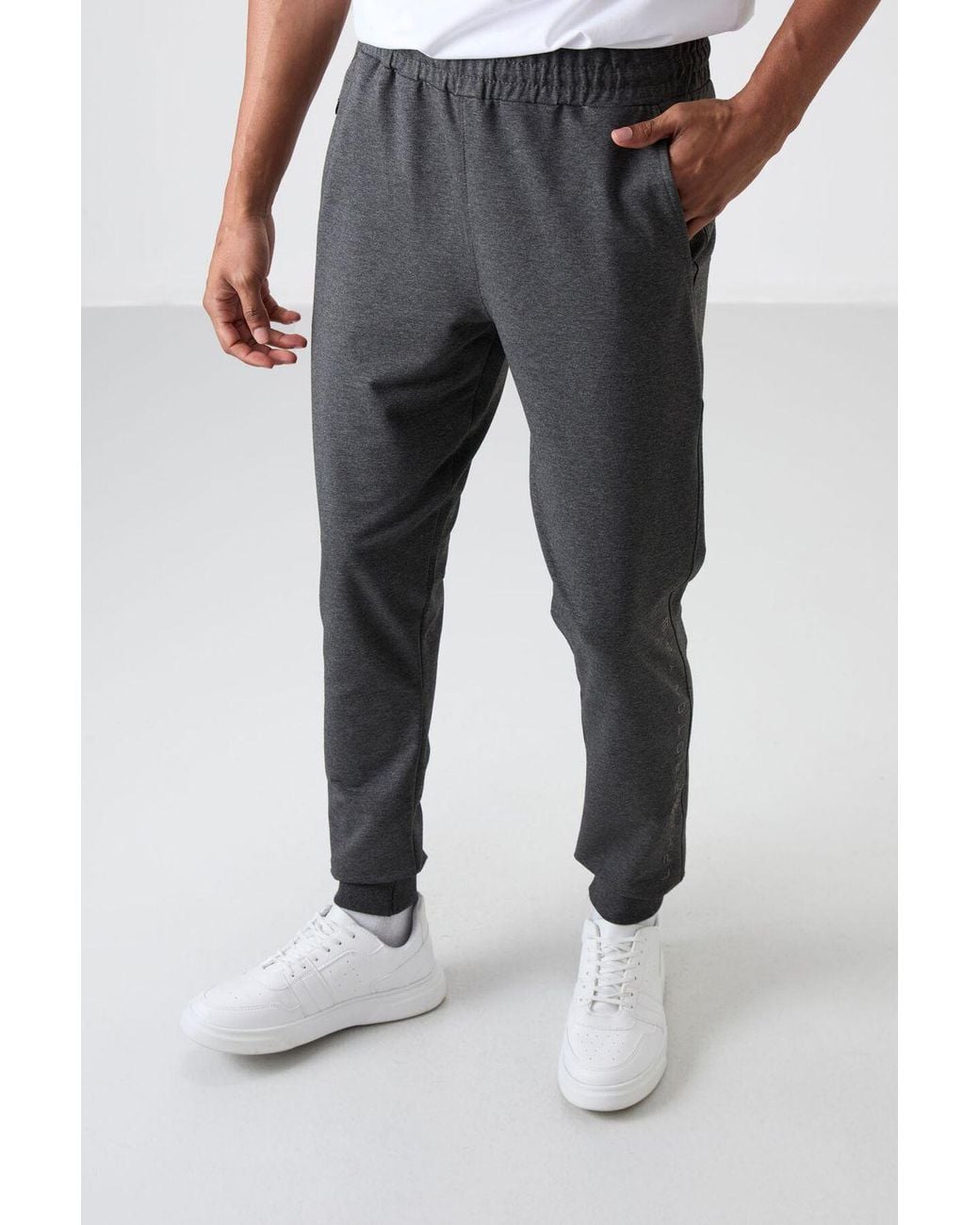 TOMMY LIFE Black Regular Fit Cotton Blend Sweatpants for men