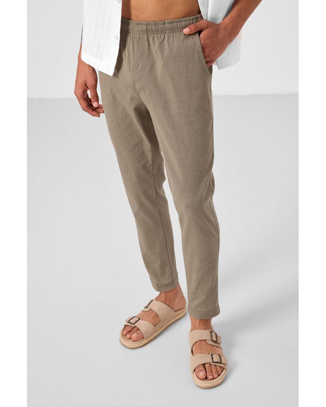 TOMMY LIFE White Straight-Leg Gabardine Chinos for men