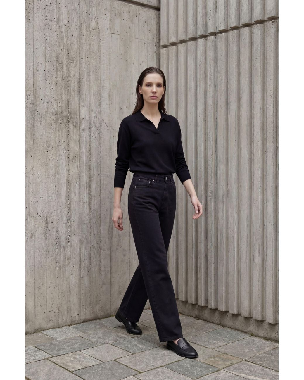 My Fashion Gray High Waist Straight Leg Denim Pants
