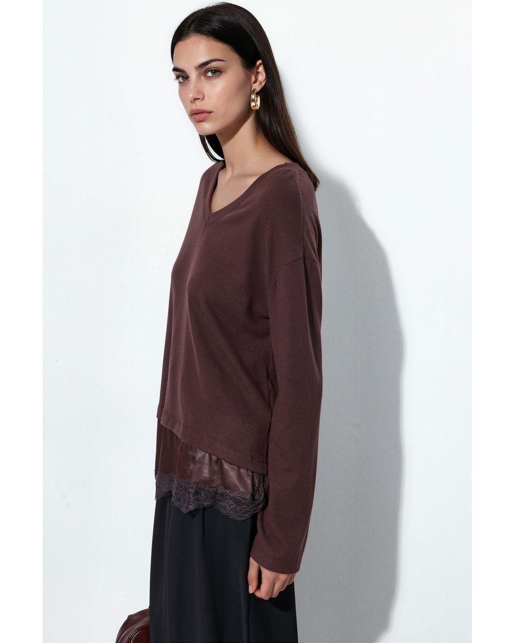 Busem Purple V-Neck Knit Sweater