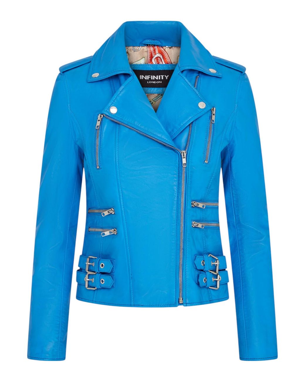 Infinity Leather Blue Brando Biker Jacket-Constantia Lamb Leather