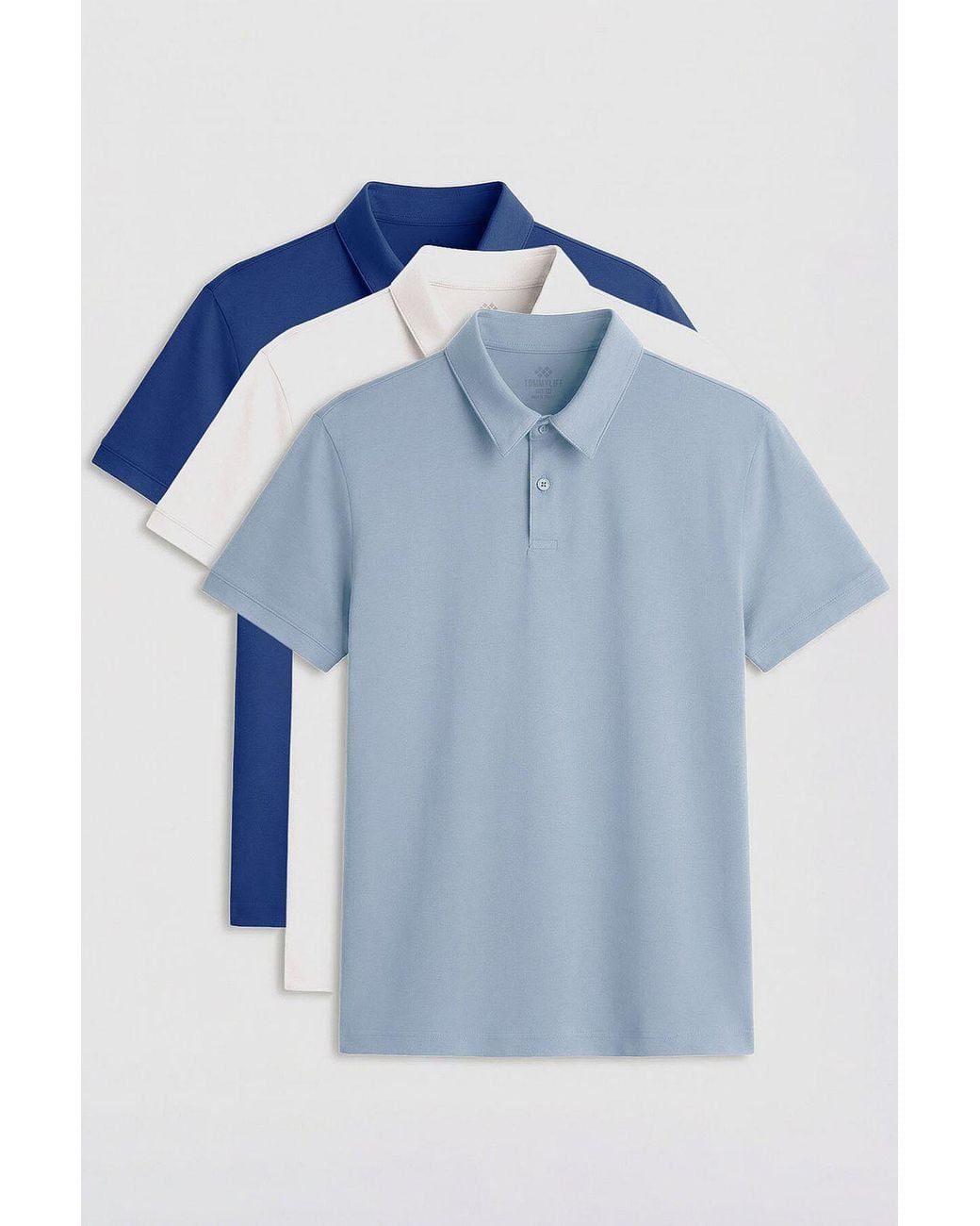 TOMMY LIFE Blue Cotton-Elastane Polo T-Shirt for men