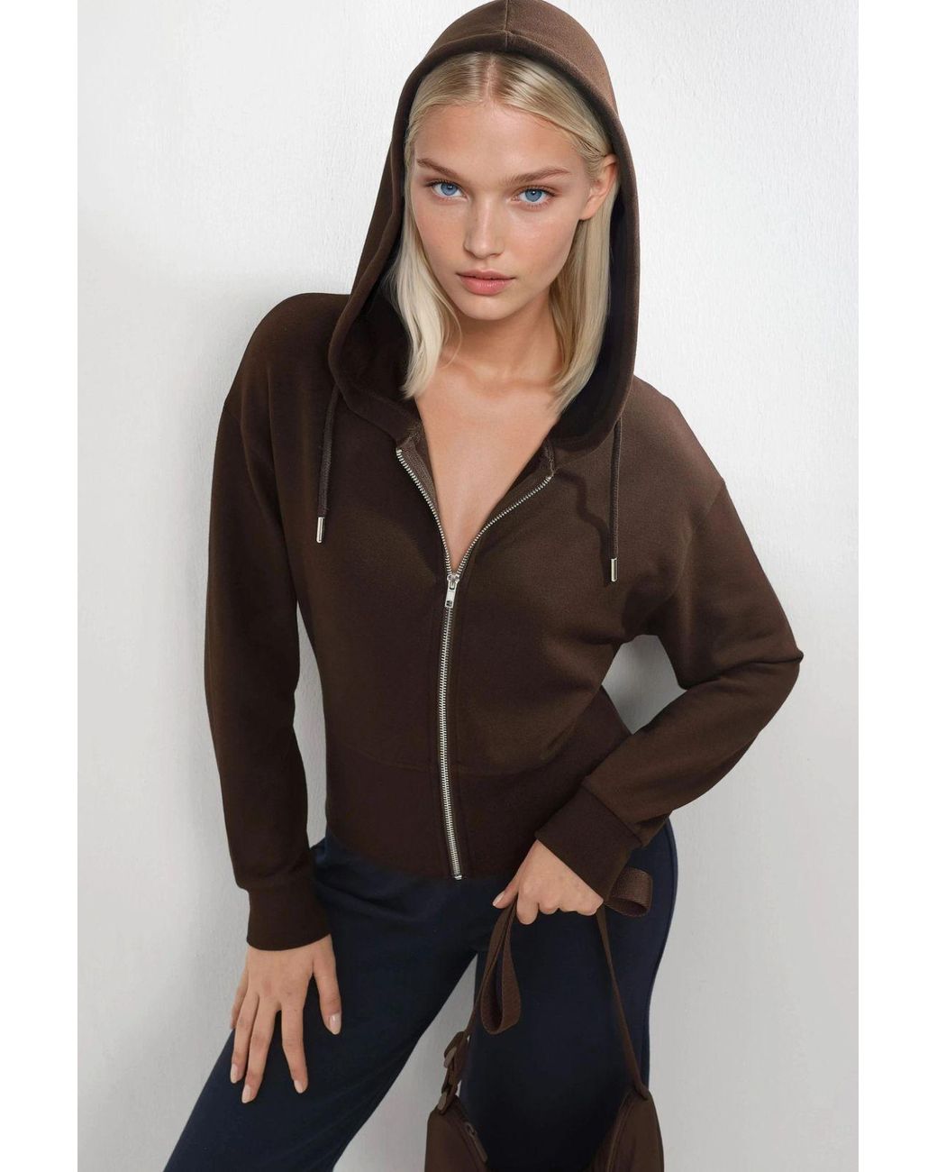 Busem Black Hooded Long Sleeve Zipper Jacket