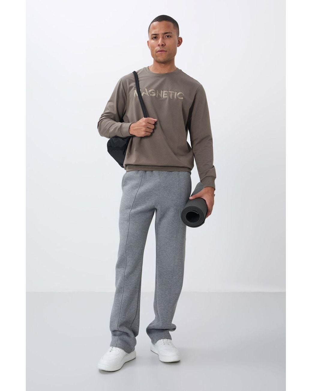 TOMMY LIFE Gray Printed Crew Neck Sweatshirt for men