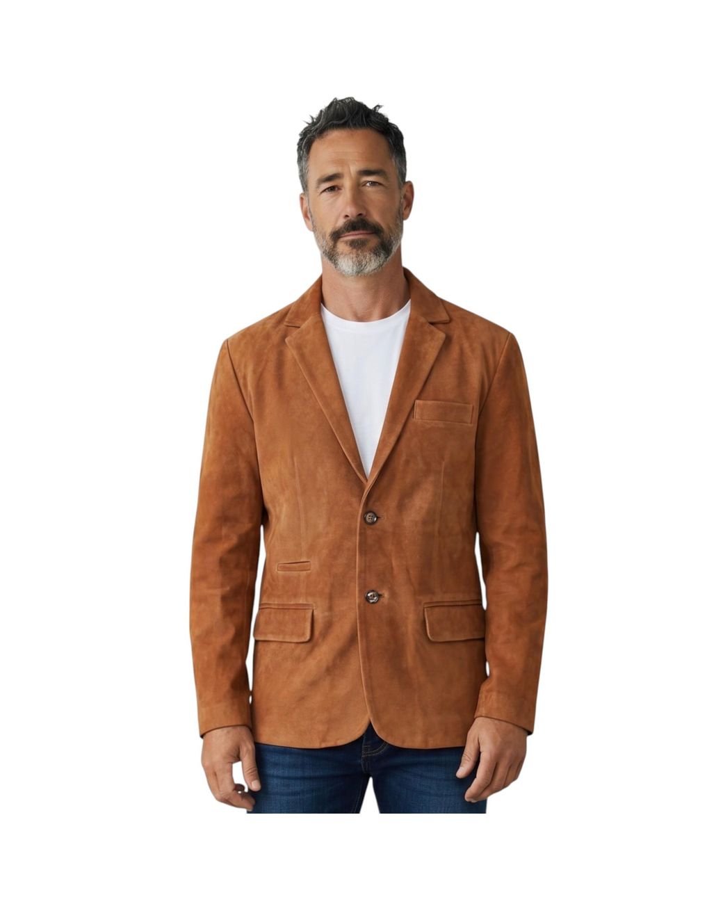 Infinity Leather Brown Italian Tan Suede Blazer Jacket for men