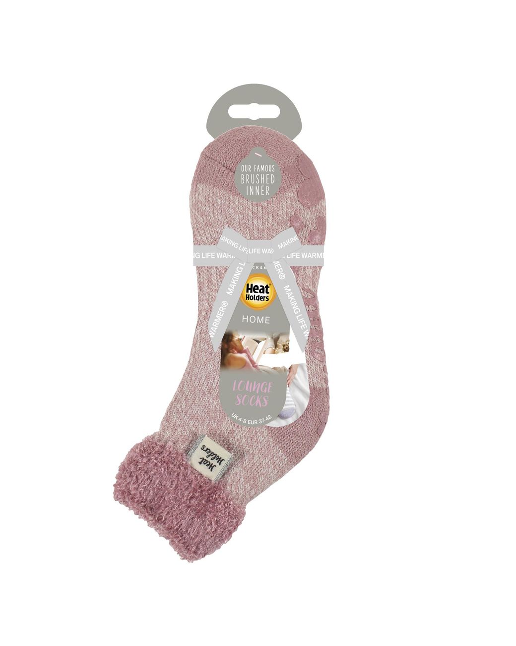 Heat Holders Pink Ladies Cuddly Fluffy Sliper Bed Socks With Feather Top