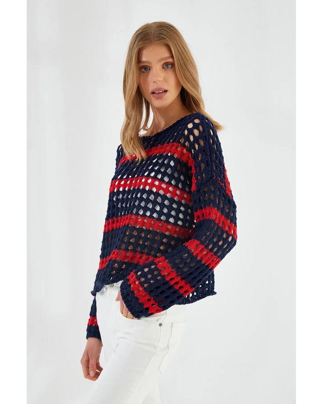 MixRay Thick Textured Striped Oversize Knit Sweater