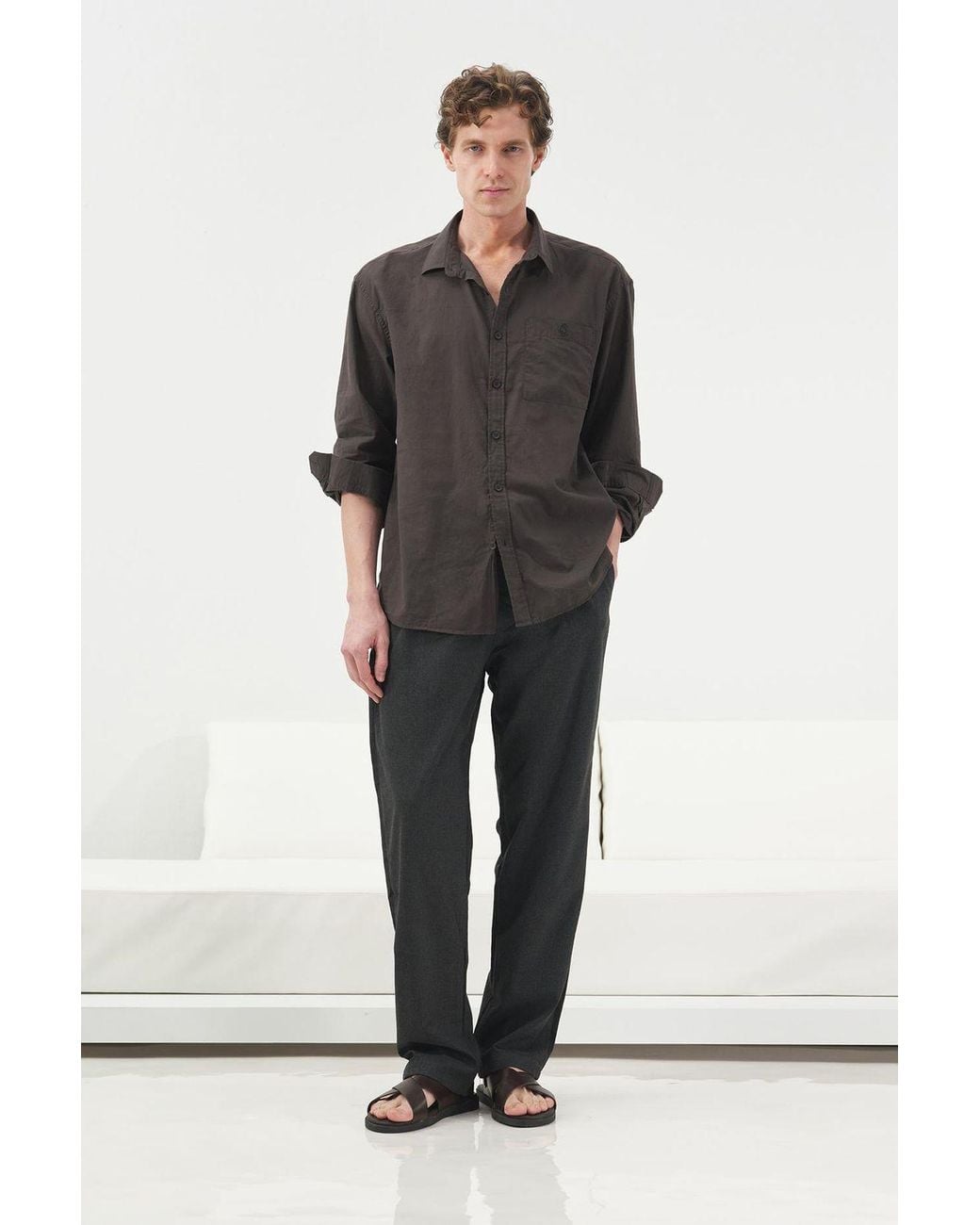 Giesto Black Regular Fit Long Sleeve Poplin Shirt for men