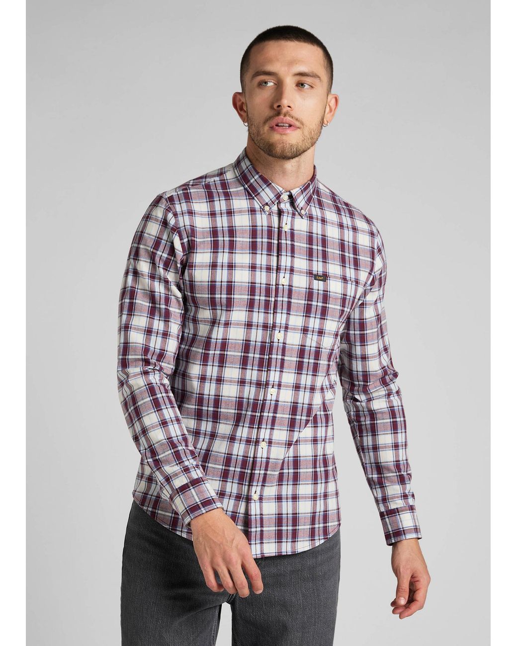 Lee Jeans Button-Down-Samt-Blau in Purple für Herren