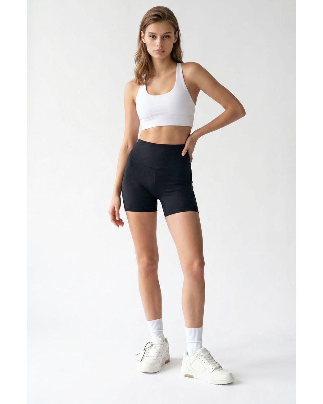 MixRay Blue High-Waist Skinny Cycling Shorts