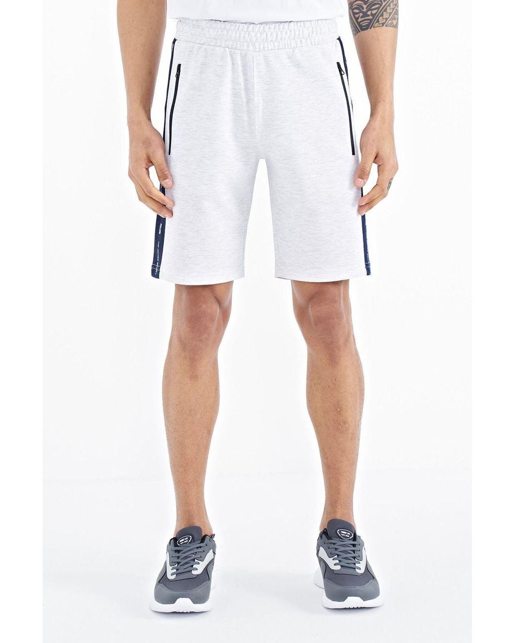 TOMMY LIFE White Knit Sweat Shorts for men