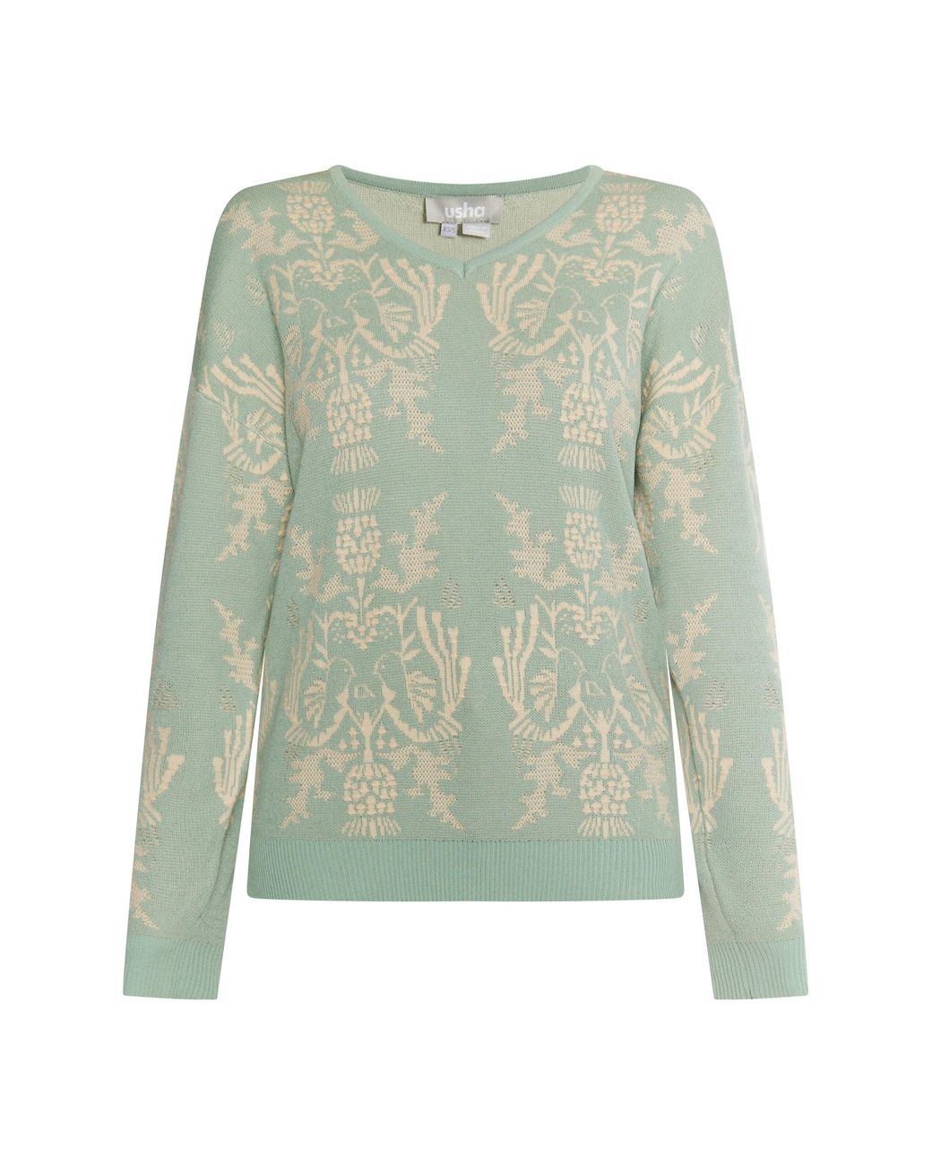 Usha Green Strickpullover Damen Mint Creme