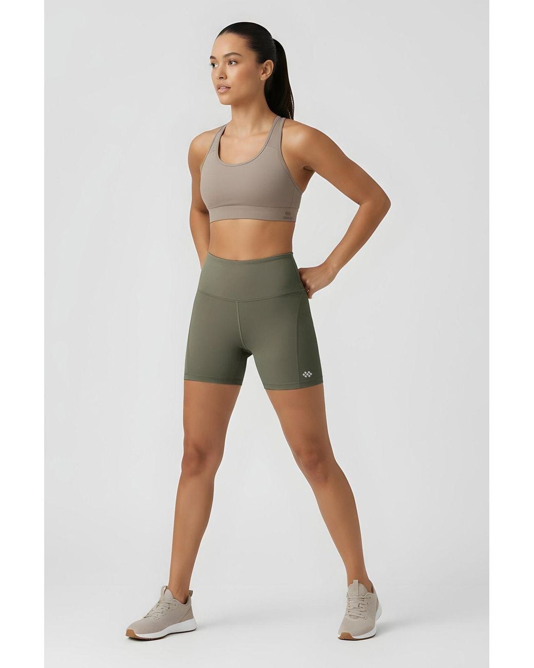 TOMMY LIFE Green Short High-Waist Slim-Fit Leggings With Belt