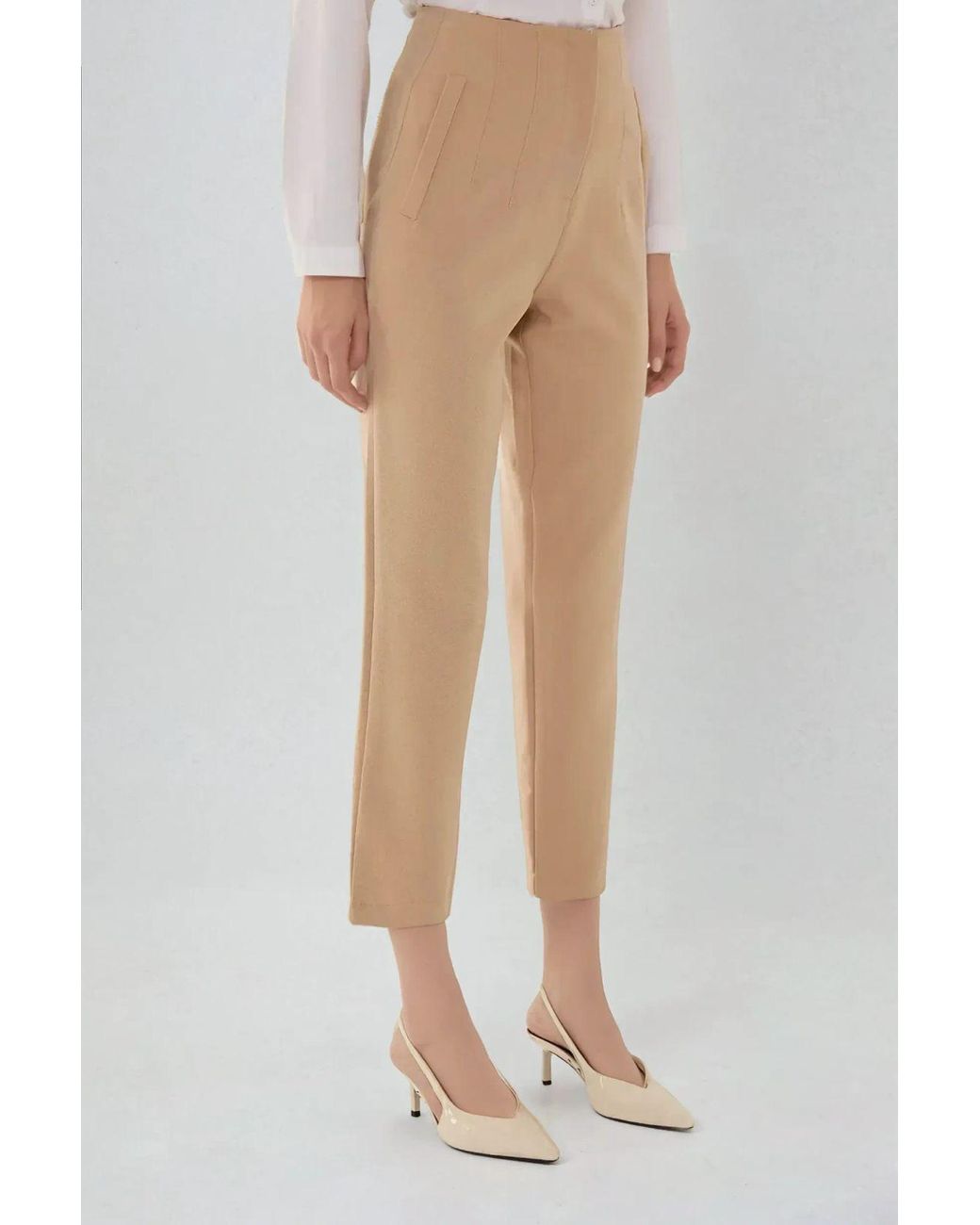 Hiccup White High Waist Cigarette Pants