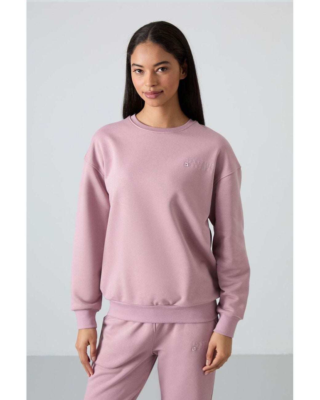 TOMMY LIFE Multicolor Oversized Sweatshirt And Elastic Hem Pants Set
