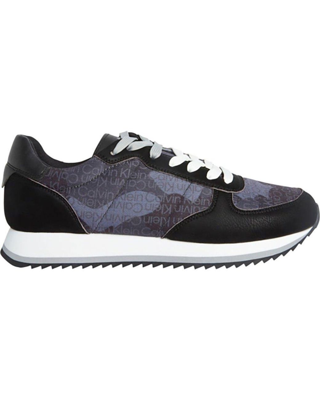 Calvin Klein Low Top Lace Up Mix Trainers in Black for Men | Lyst