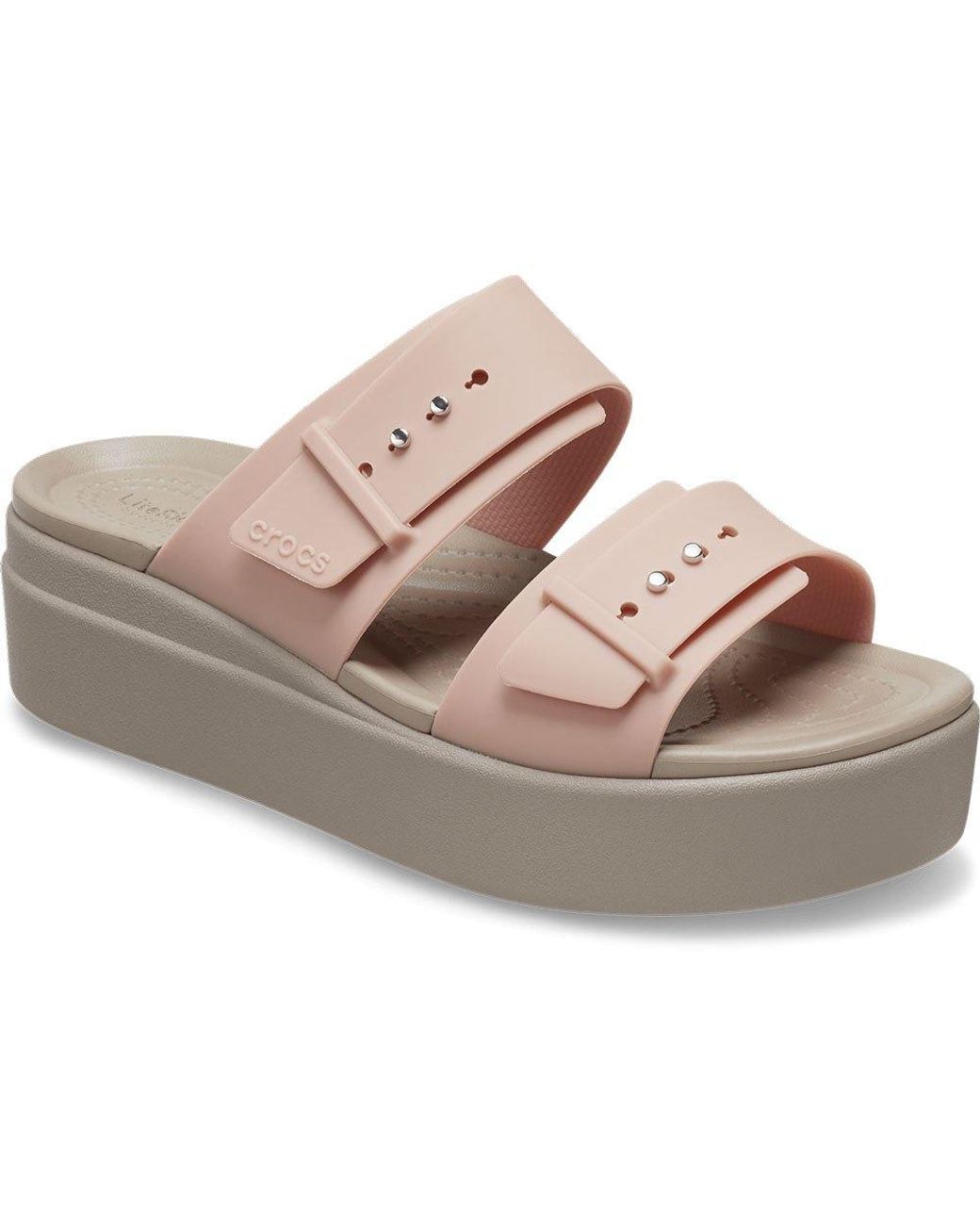 Crocs™ Brooklyn Buckle Low Wedge Sandals Eu 39-40 Woman in Pink | Lyst