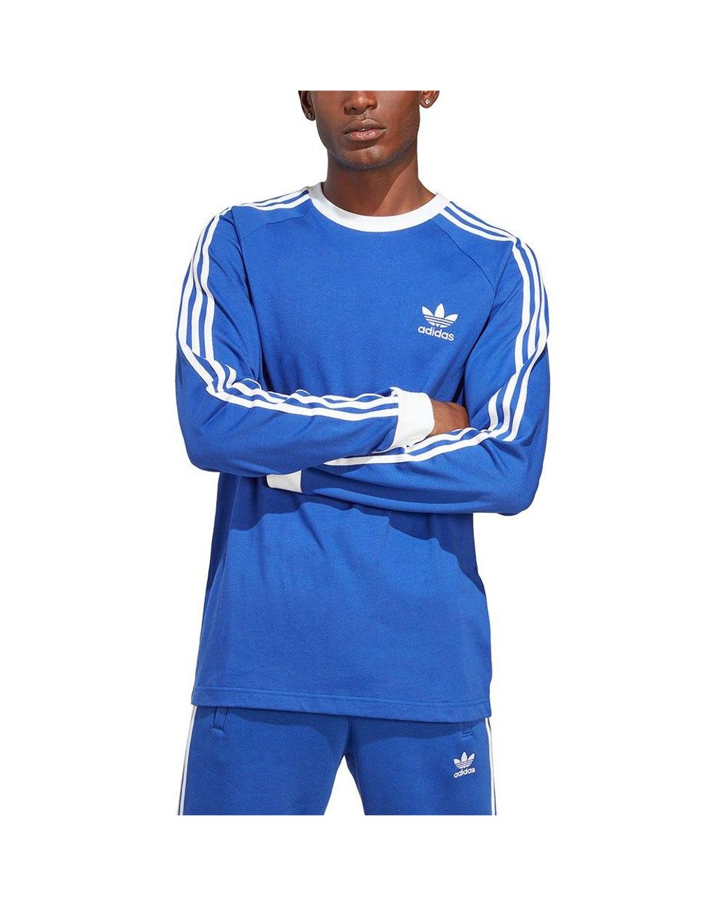 adidas Originals Adicolor Classics 3 Stripes Long Sleeve T-shirt in Blue  for Men | Lyst
