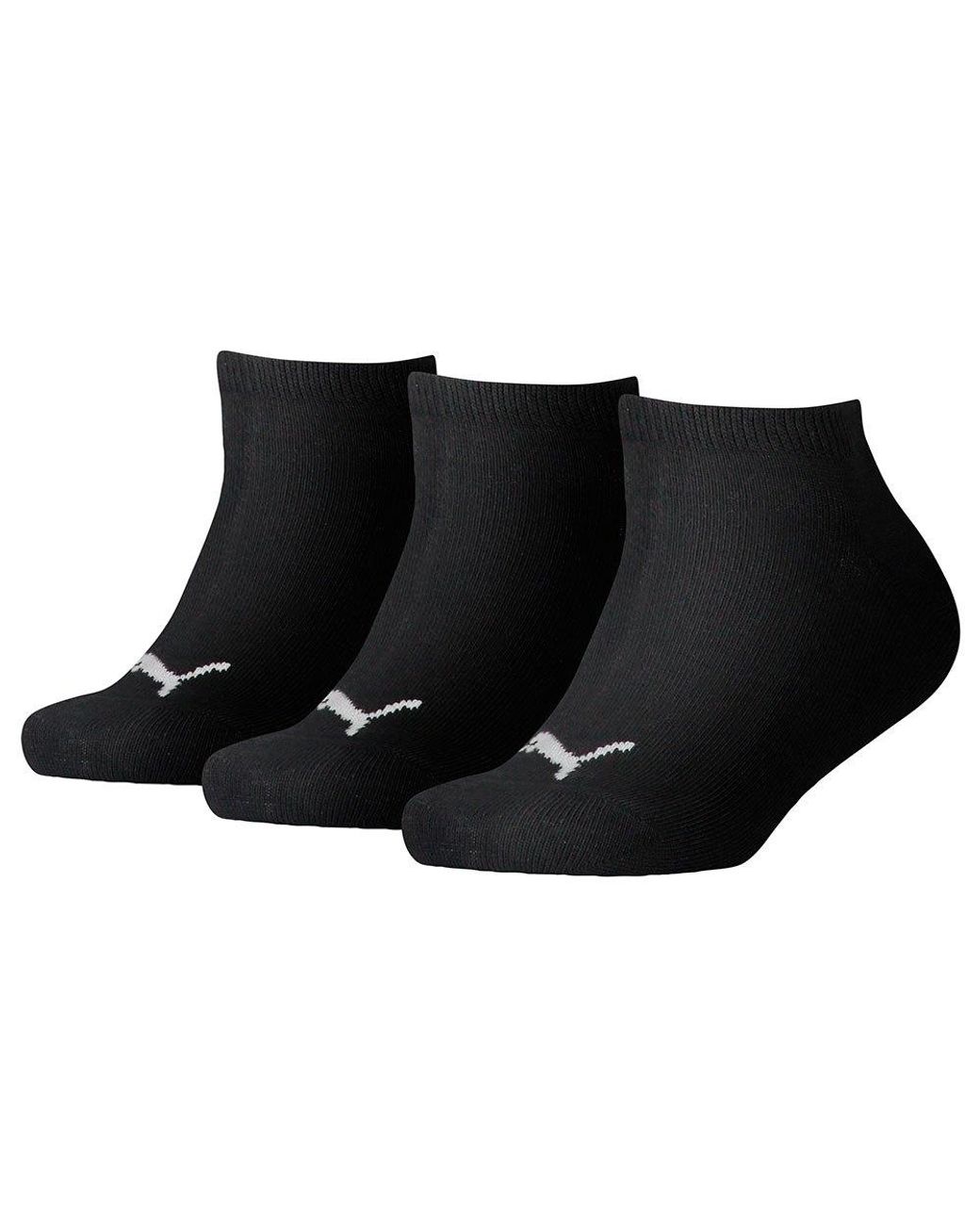 PUMA Cotton Invisible Socks 3 Pairs in Black | Lyst