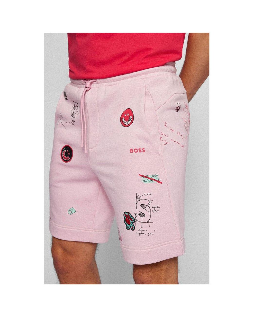 BOSS by HUGO BOSS Hoverart Sweat Shorts in Pink for Men | Lyst