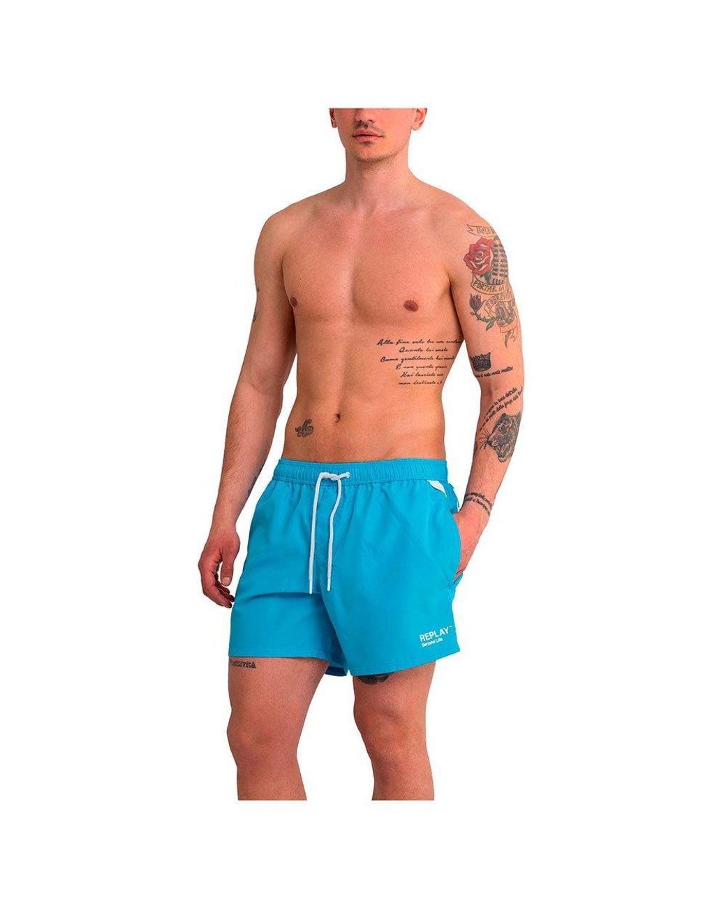 REPLAY MENS SWIM SHORTS SIZE MEDIUM NEW WITH TAGS AND PACKAGING BEACHWEAR 