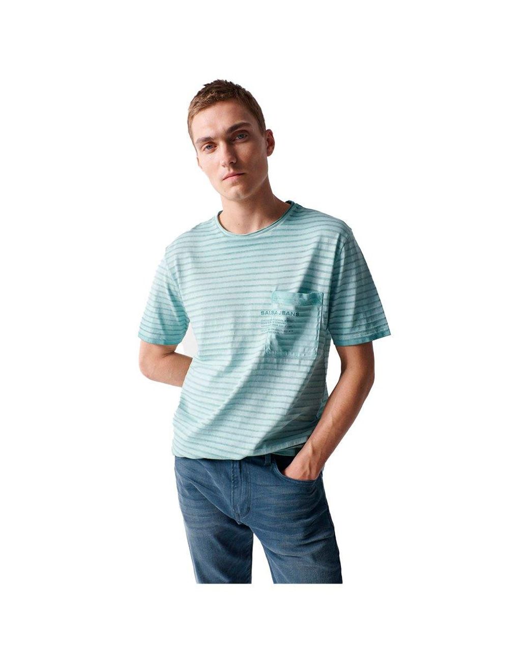 Salsa Jeans 126546 Short Sleeve Round Neck T-shirt in Blue for Men | Lyst