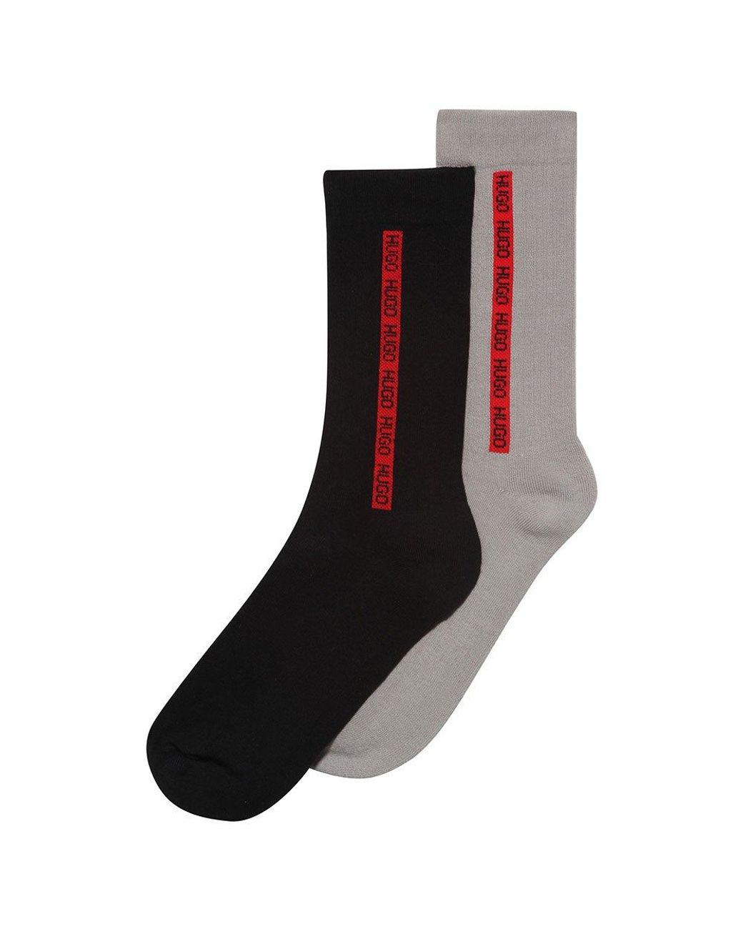 HUGO Rs Rib Tape Cc Socks 2 Pairs in Gray for Men | Lyst