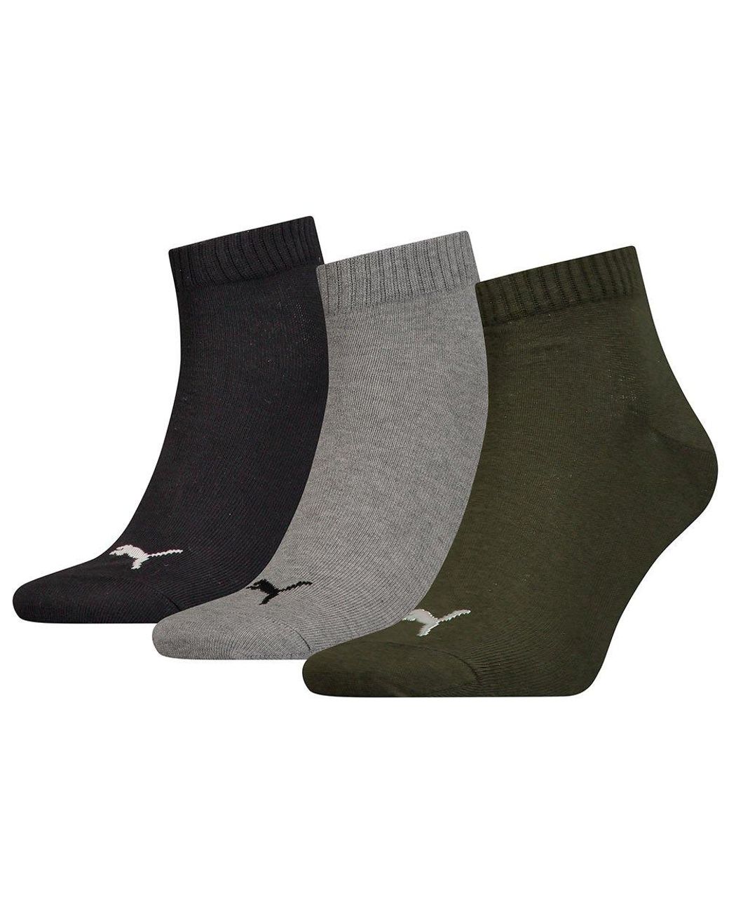 PUMA Plain Quarter Socks 3 Pairs Eu 35-38 Man Green for Men | Lyst
