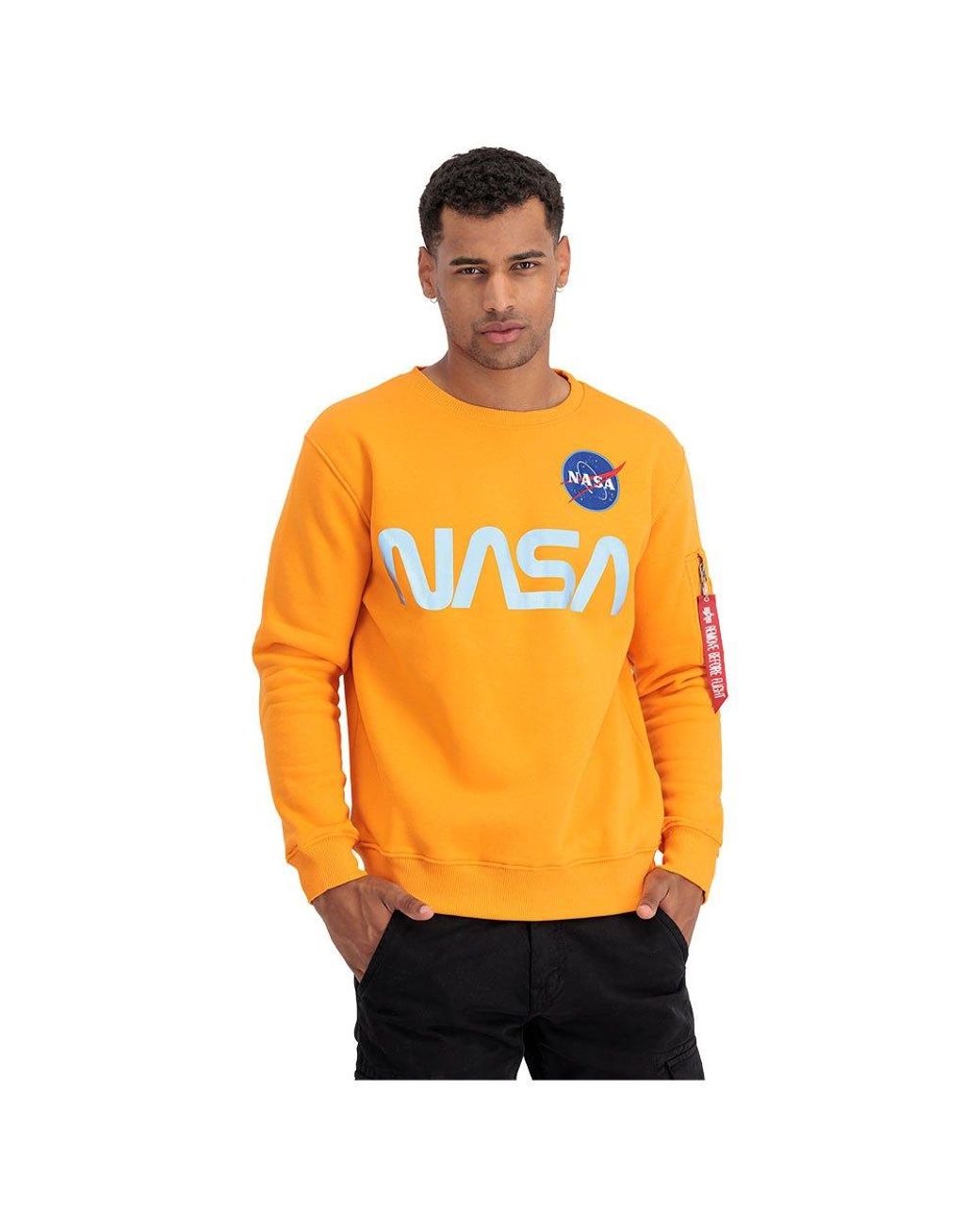 Alpha Industries Nasa Reflective Sweatshirt in Orange for Men | Lyst