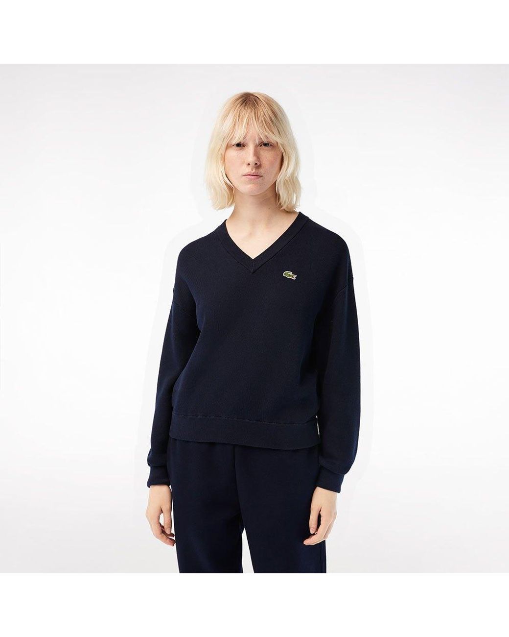 Lacoste Af5622-00 V Neck Sweater Woman in Blue | Lyst
