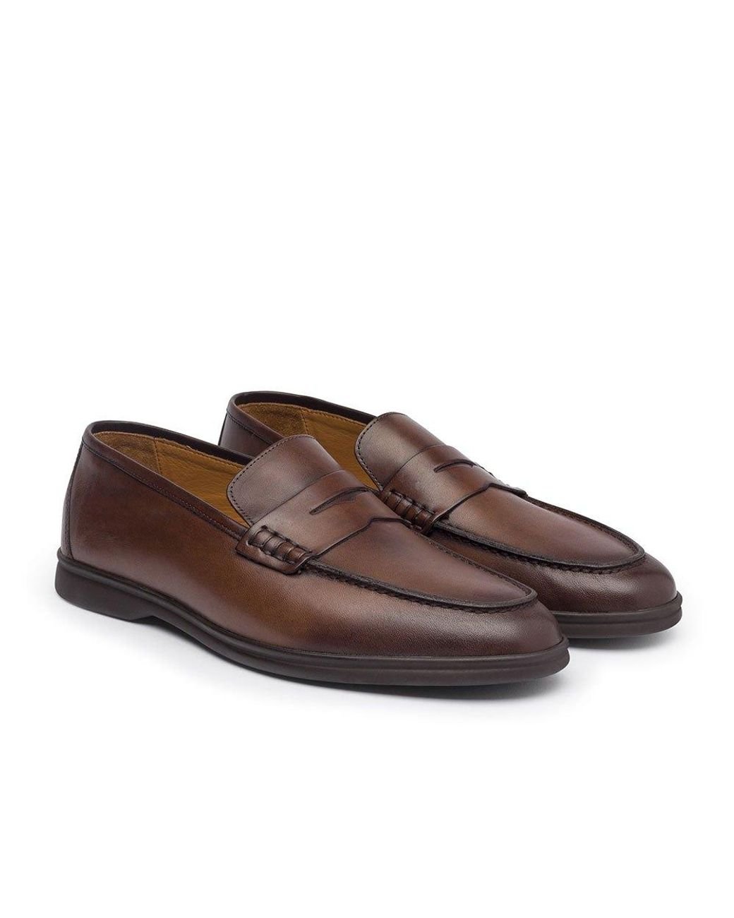 Hackett Hr Penny Leather Shoes in Brown for Men - Lyst