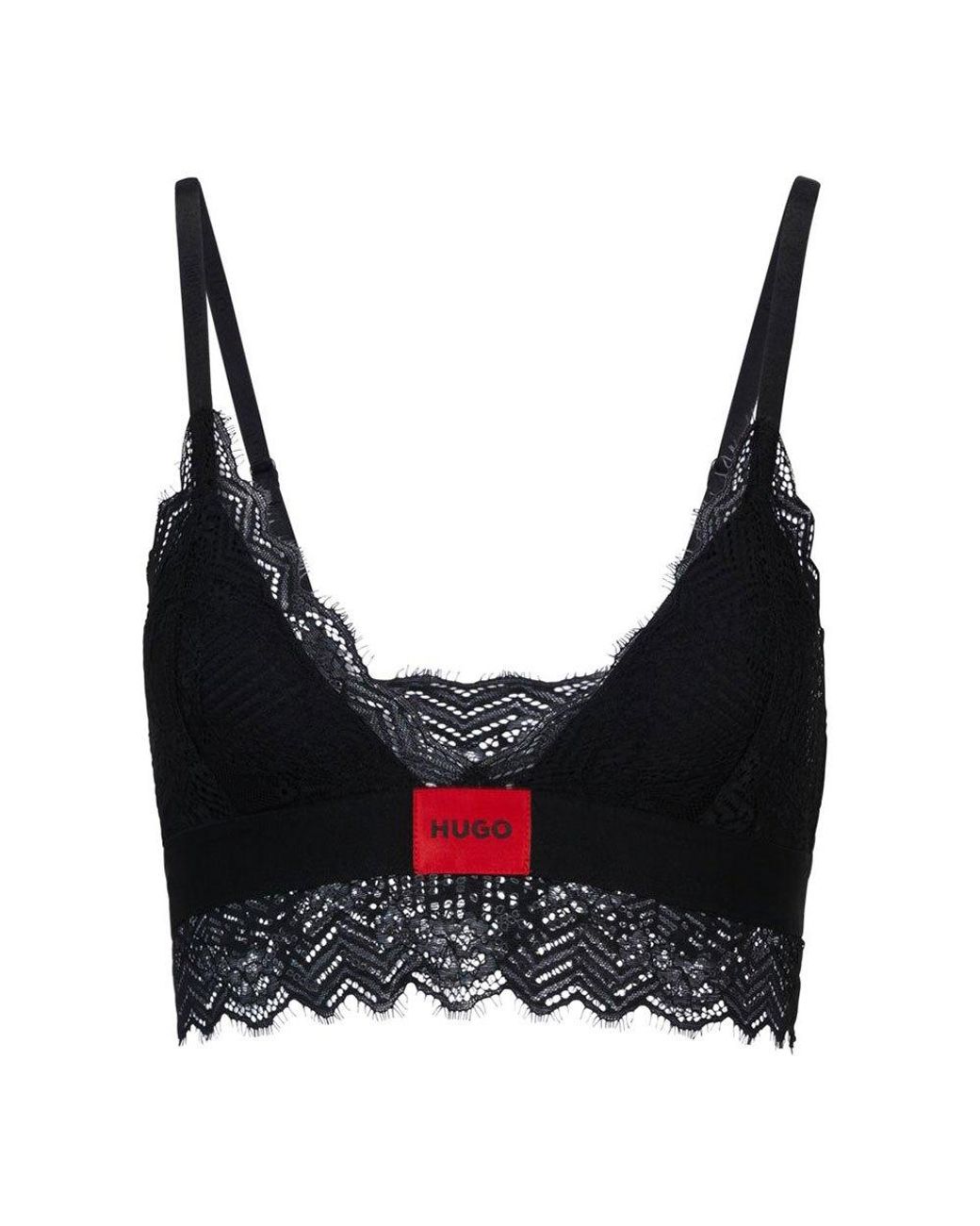 BOSS - Padded triangle bra in stretch fabric with contrast logo