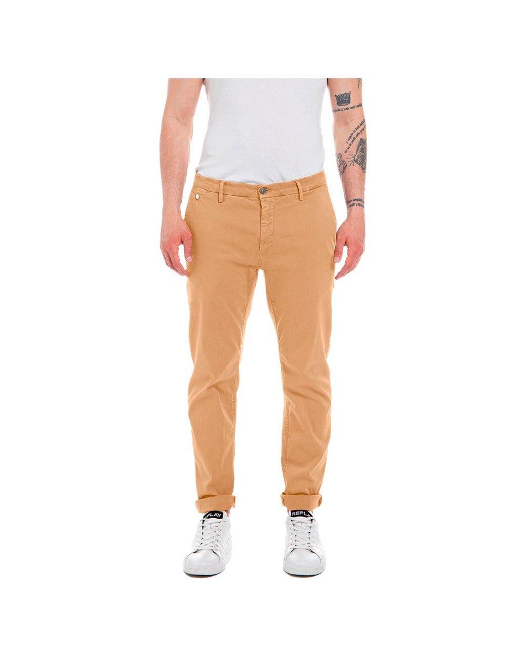 Replay M9722a.000.86197 Chino Pants in Orange for | Lyst