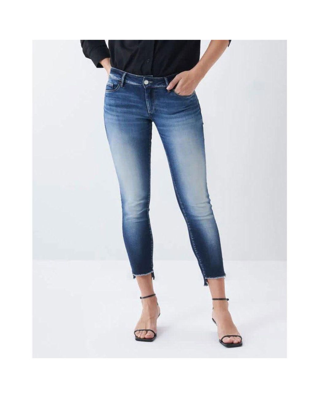 Salsa Jeans Push Up Wonder Cropped Premium Jeans in Blue | Lyst