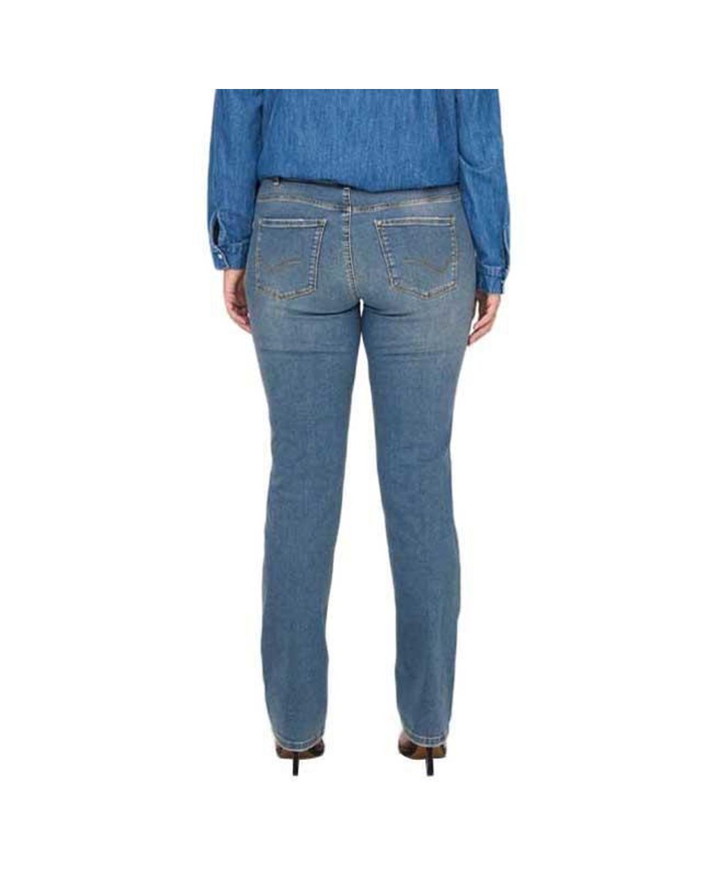 Only Carmakoma Alicia Straight Fit Dot258 Regular Waist Jeans in Blue | Lyst