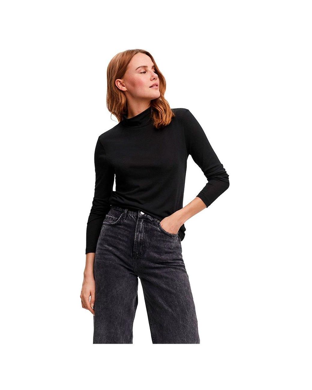 Vero Moda Carla Turtle Neck Long Sleeve T-shirt in Black | Lyst
